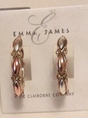New EMMA JAMES Vintage Two Tone Gold Plated Oval Hoop Earrings